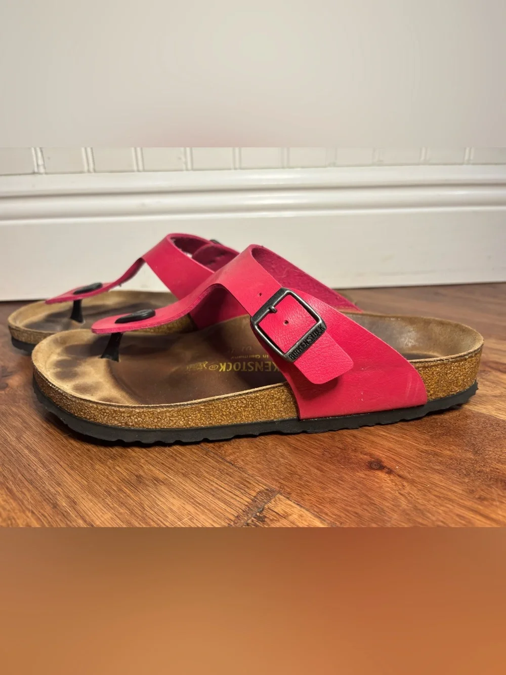 Birkenstock Women’s Hot Pink Gizeh Leather Thong Sandals - Size 10